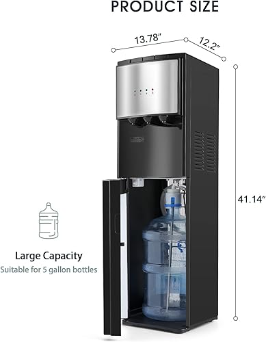 Miniatura 2 de Dispensador de agua de 5 galones de carga inferior enfriador de agua fría caliente de acero inoxidable 3 boquillas de temperatura indicador de