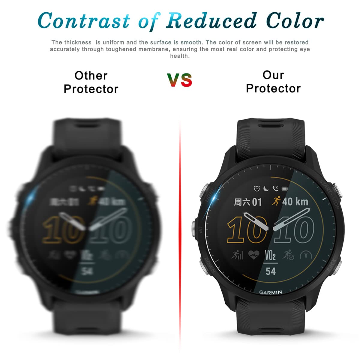 Diruite 4 Sztuki Ochraniacz Ekranu do Garmin Forerunner 955/955 Solar,HD Szkło Hartowane Folia Ochronna do Garmin Forerunner 955/955 Solar Smartwatchy[Anti-scratch,Bez Bąbelków]