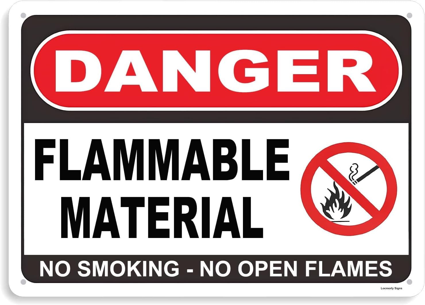 (2-Pack) Metal Tin Sign Danger Flammable Material No Smoking Or Open Flames Sign, 8x12 Inch, Indoor/Outdoor Use
