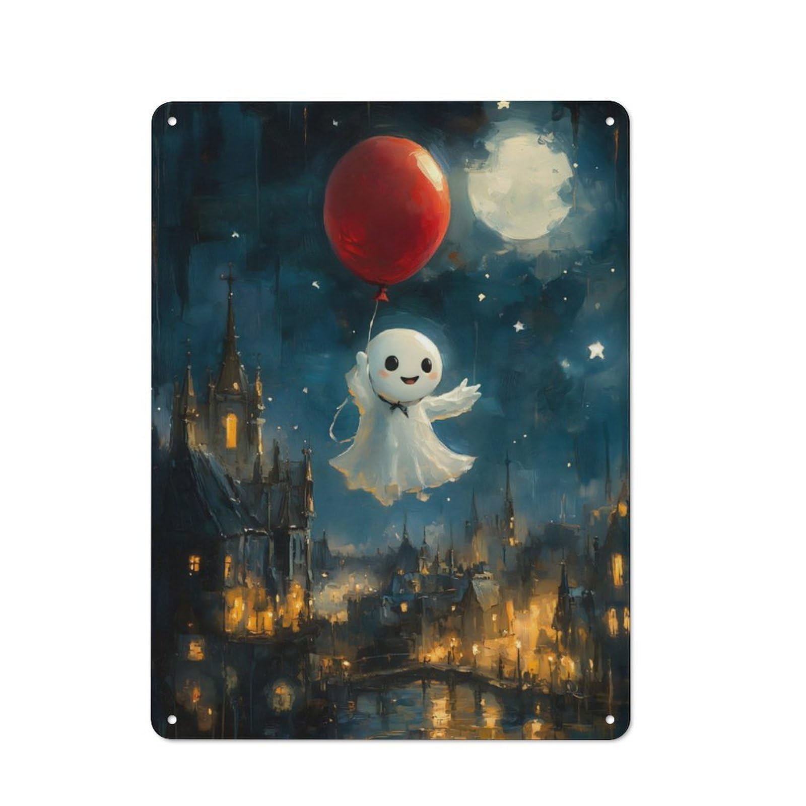 Junmoney Ghostly Balloon Ride Tin Wall Plaque 40X30cm With For Garage Or Workshop, For Kitchen, Dining Room And Home Bar Wall Decor
