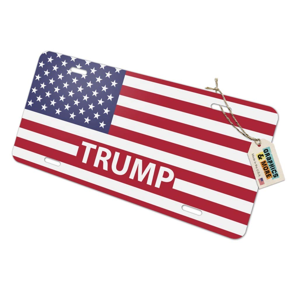 GRAPHICS & MORE President Trump American Flag Novelty Metal Vanity Tag License Plate