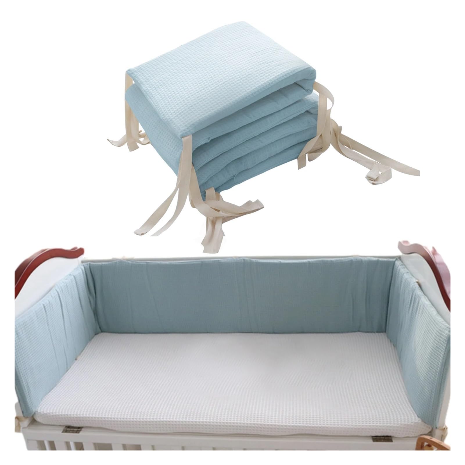 MZPOZB Crib Rail Cover Cotton Breathable Crib Bumper Pads Crib Liner Cot Sets For Boys Girls Safe Bumper Guards Crib Rail Padding 1PC 200cm Crib Bed Rail Edge Guard(Blue)
