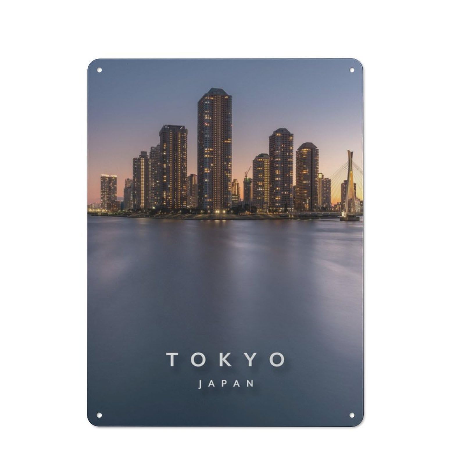 Junmoney Tokyo City Tin Wall Plaque 40X30cm With For Living Room Wall, Gift For Feature Wall Decorators During The Christmas Season