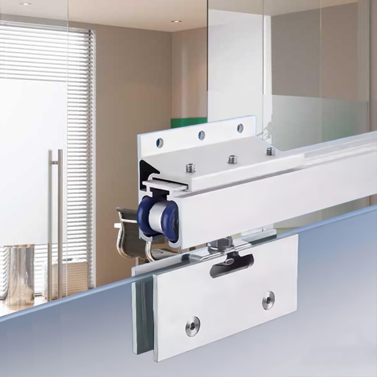 PALSINBY Sliding Glass Door Track Kit, Glass Sliding Door Track Wall Mounted Soft Close Barn Hardware 70-400cm