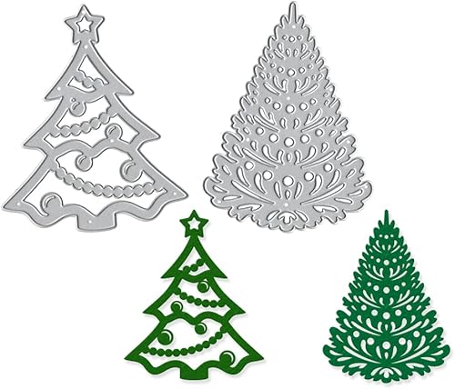 Miniatura 10 de Troqueles de metal para árbol de Navidad para hacer tarjetas, troqueles de corte de campanas de Navidad, troqueles de pino para decoración de
