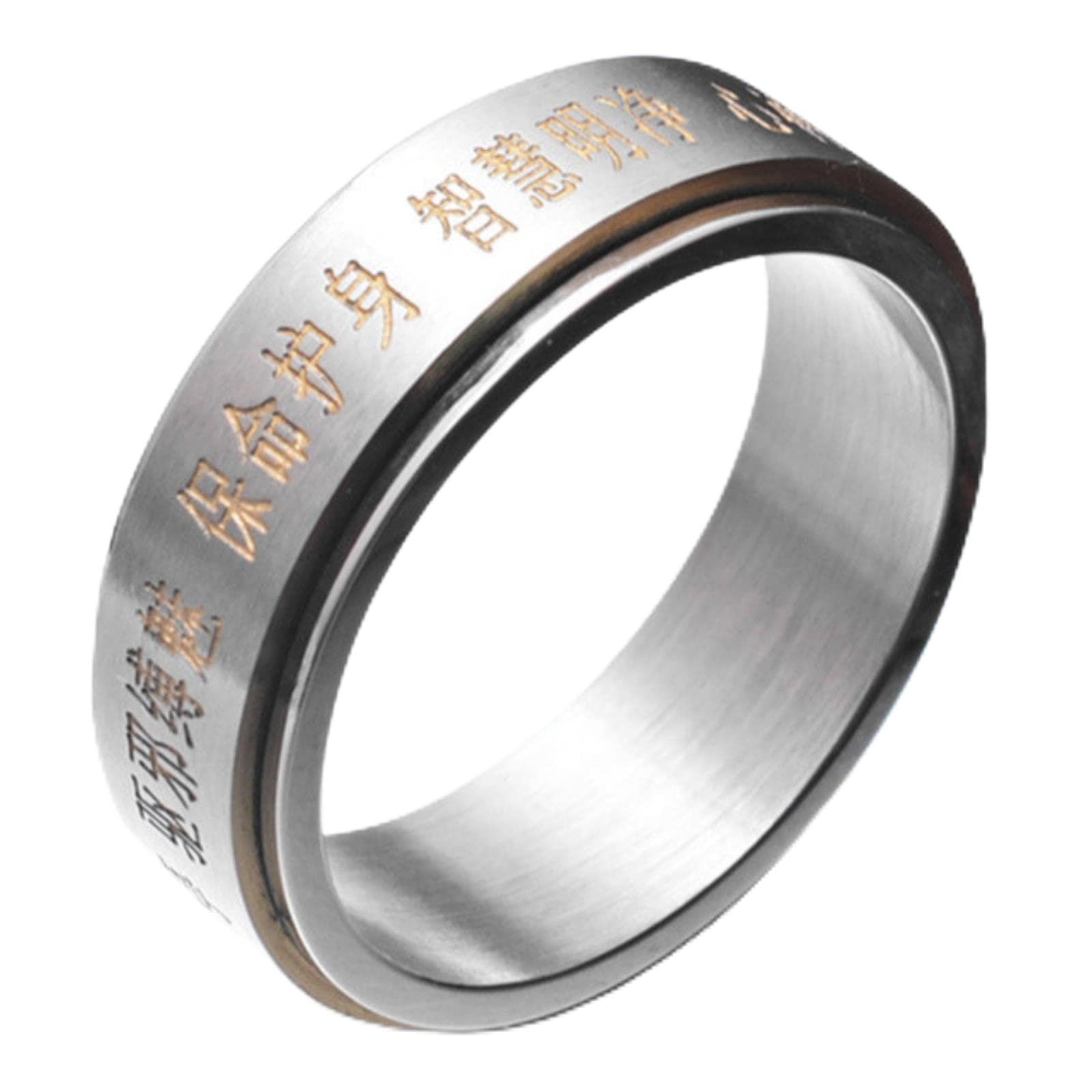 Chiński Pierścień Szczęścia Feng Shui ， Pierścienie Feng Shui Mantra Spin dla mężczyzn Chiński Taoistyczny Mantra Budda Amulet Szczęścia Obrotowy