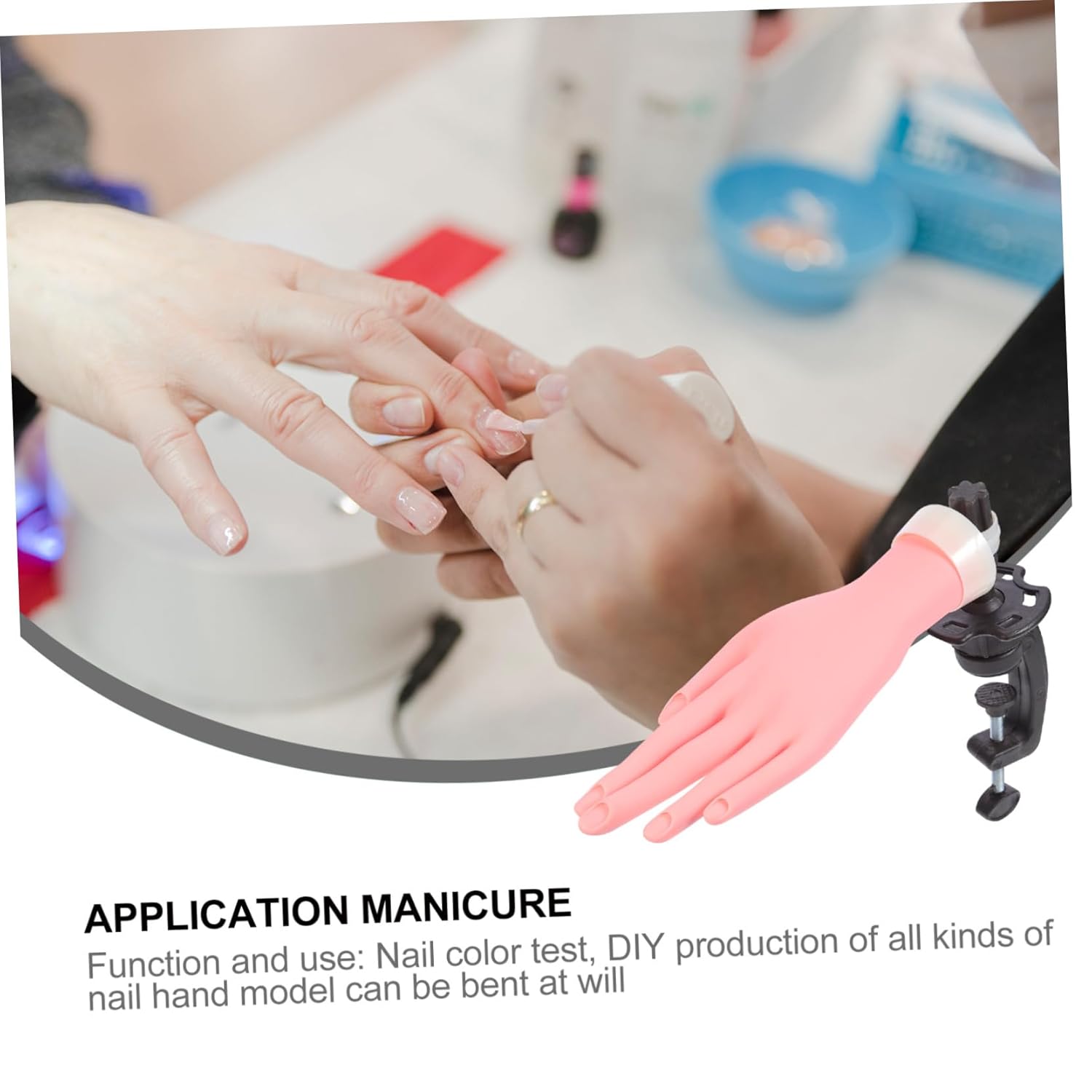 Manicure Training Hand Model with Fixed Stand Realistic Artificial Hand for Nail Practice Simulation Skin Color Fake for Salon and Home DIY Nail Art Artists and Beginners