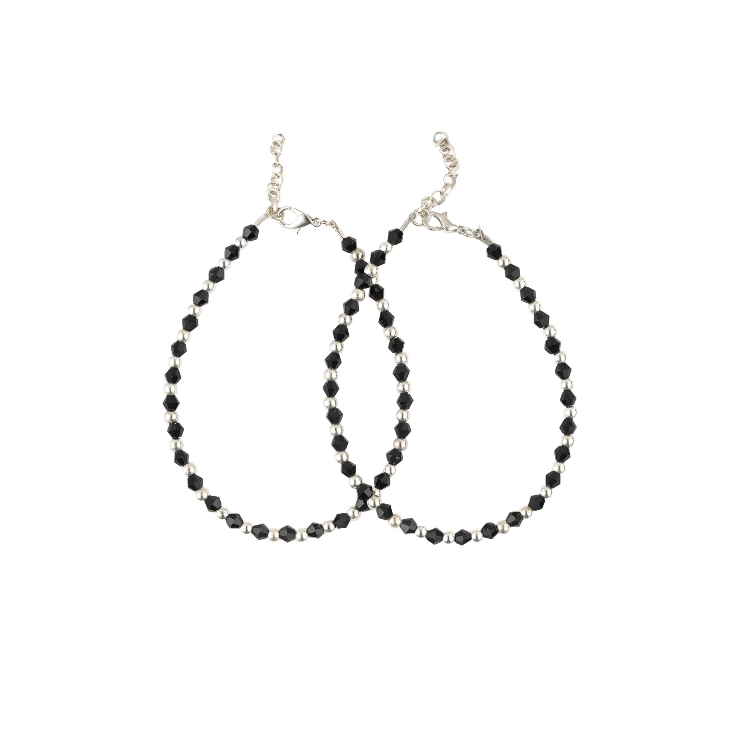 Stylish Black Beaded Anklet for Women & Girls - Elegant Payal with Adjustable Chain - Pack of 2-image-13