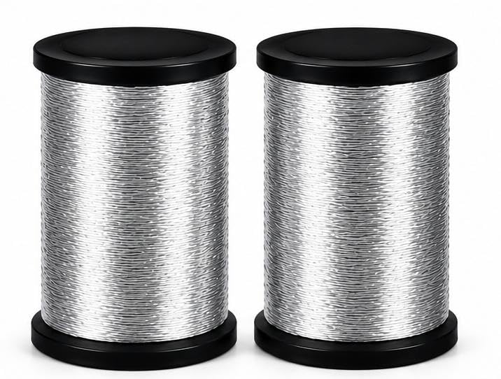 Zari Thread for Aari Work & Embroidery | Metallic Craft Thread | Hand Embroidery, Blouse Work & Jewelry Making | Combo Pack of 2 Rolls (Silver)-image-4