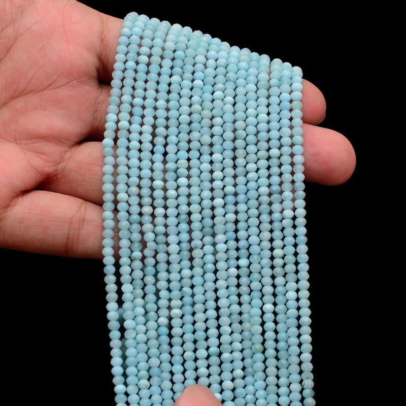Perles Larimar naturelles AAA de 2mm pour la création joaillière de prestige