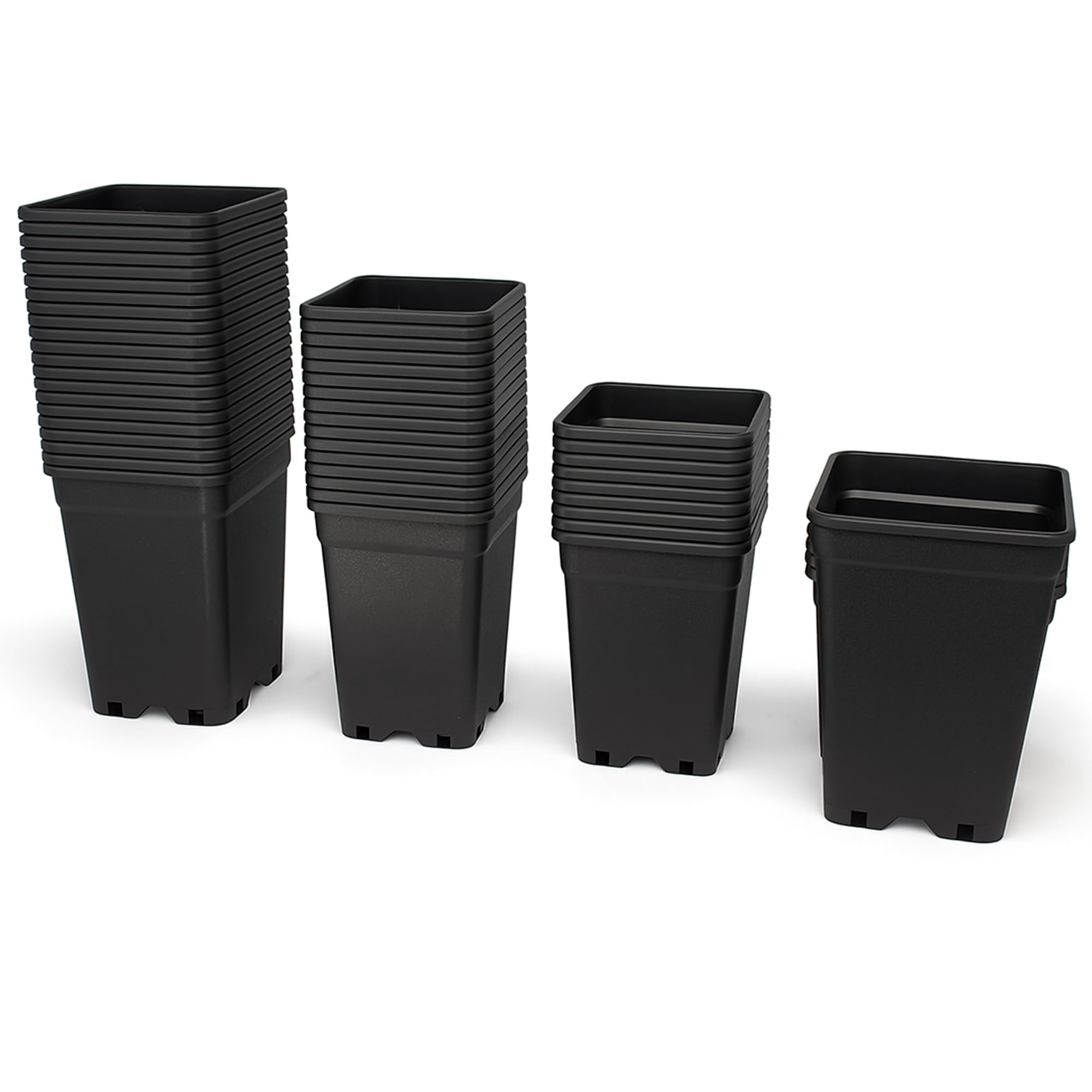 Plastic Square Plant Nursery Pots 3.5L / 5L / 7L / 11L / 14L / 18L / 25L Grow Containers for Fruit Vegetables, Flowers & Seedlings Durable Reusable Pots for Indoor & Outdoor Plants (10, 5L (17cm))