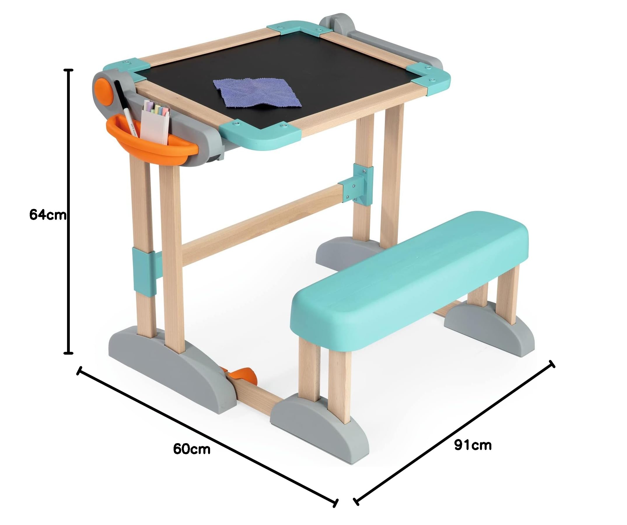 Smoby - Pupitre transformable de Madera Escritorio o Caballete, 80 Accesorios (Smoby 420301)