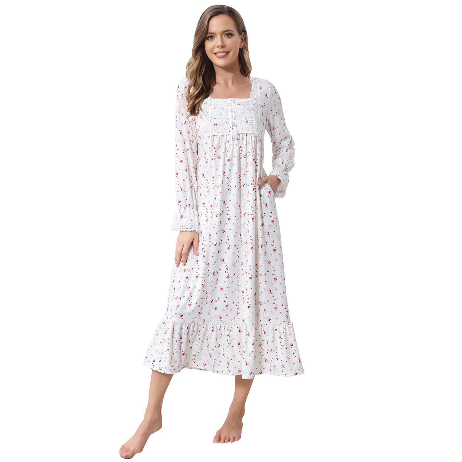 Miss Lavish London Victoriaanse Stijl Nachthemd Mouwloze Lange Nachtkleding Vrouwen Katoen Plus Size Vintage Nachthemd, Perzik, one size