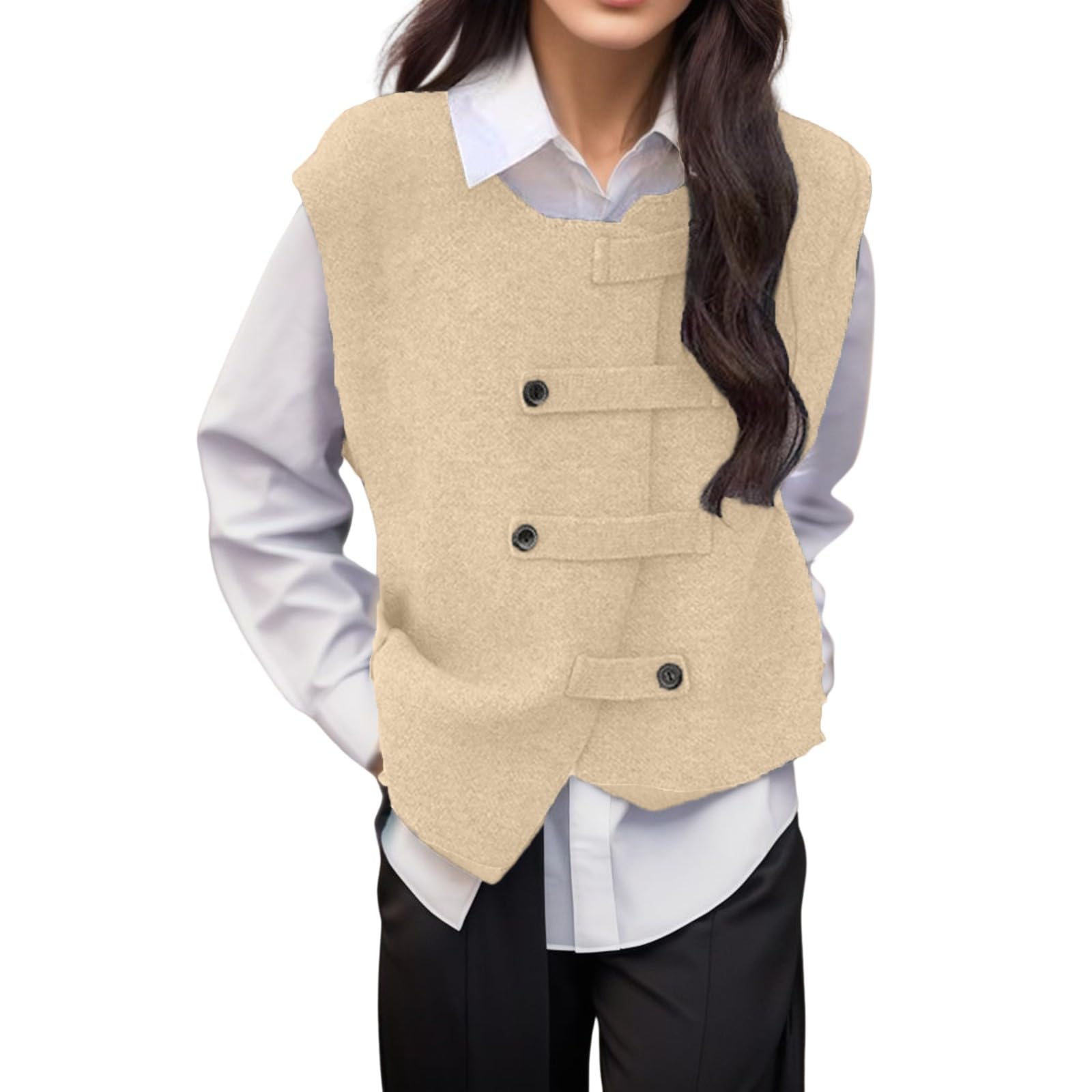 Womens Knitted Vest Sweater Casual Sleeveless Pullover Top Retro Cardigan for Everyday Comfort and Style