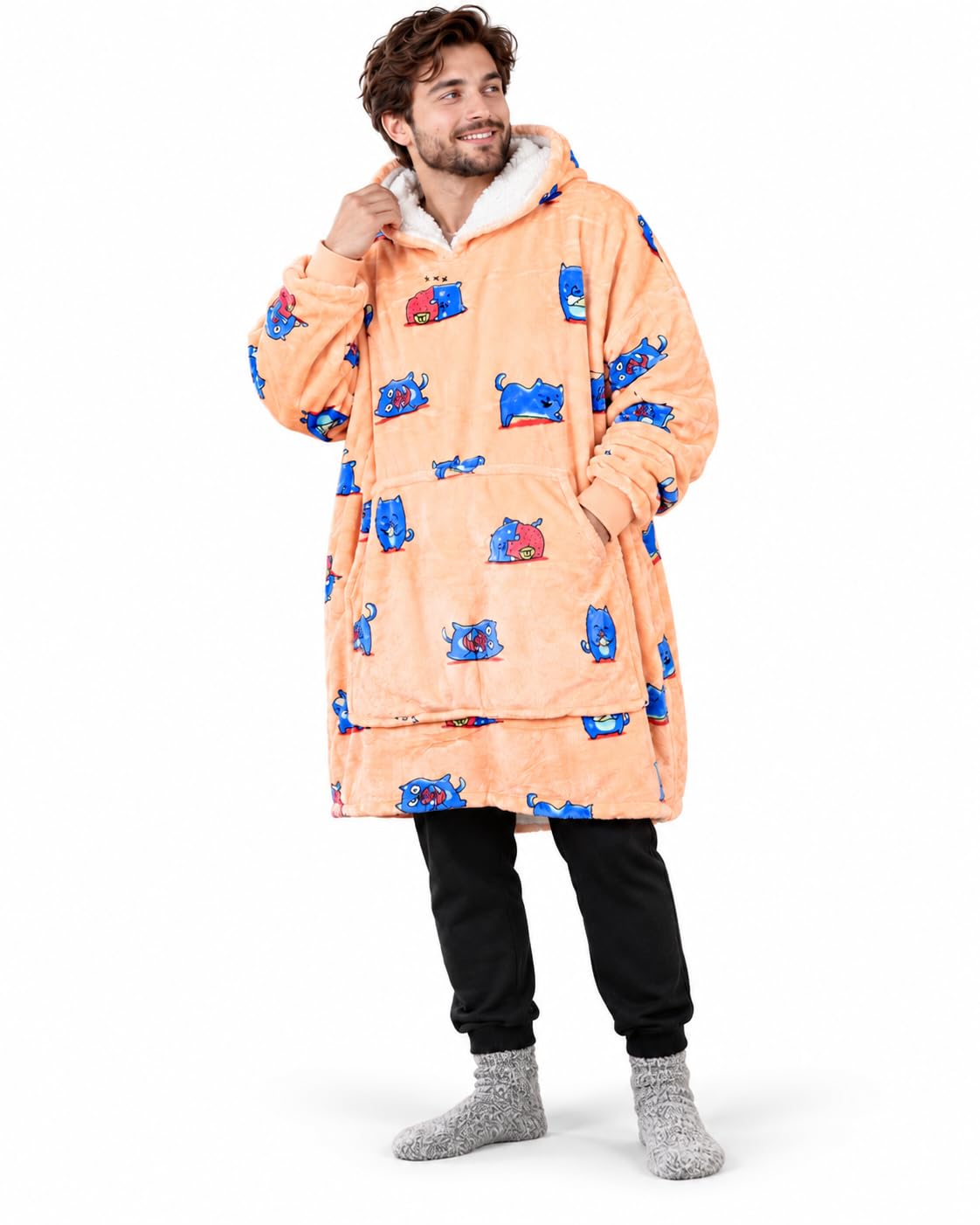 True Face Blanket Hoodie Unisex Oversized Ladies Sherpa Fleece Ultra Plush Unisex Hooded Sweatshirt