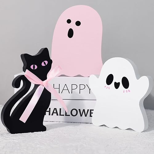 3Pcs Pink Cute Halloween Decor, Pink Ghost Decor Pastel Halloween