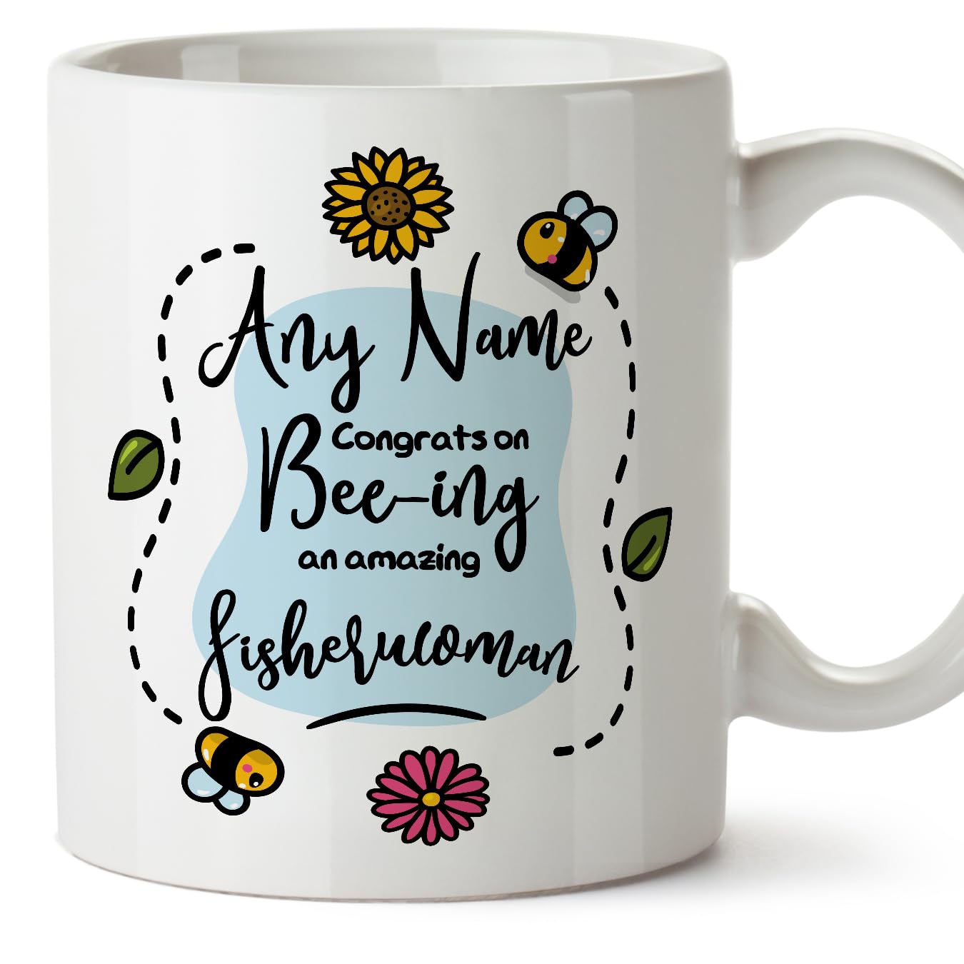 MUGFFINS Personalised Mug for FISHERWOMAN Woman - in English - Thanks for Beeing - Funny Custom Gift for Colleagues - Ceramic 11oz Mug
