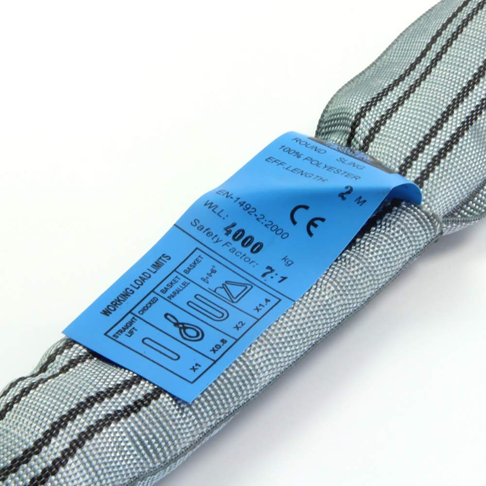 Élingue de Levage Élingue en chaîne, Élingue de Levage, Limite de Charge de Travail 4 tonnes, élingue Grise de 1 à 10 mètres avec Fibre de Polyester, élingue Lourde résistante à l'usure(8m)