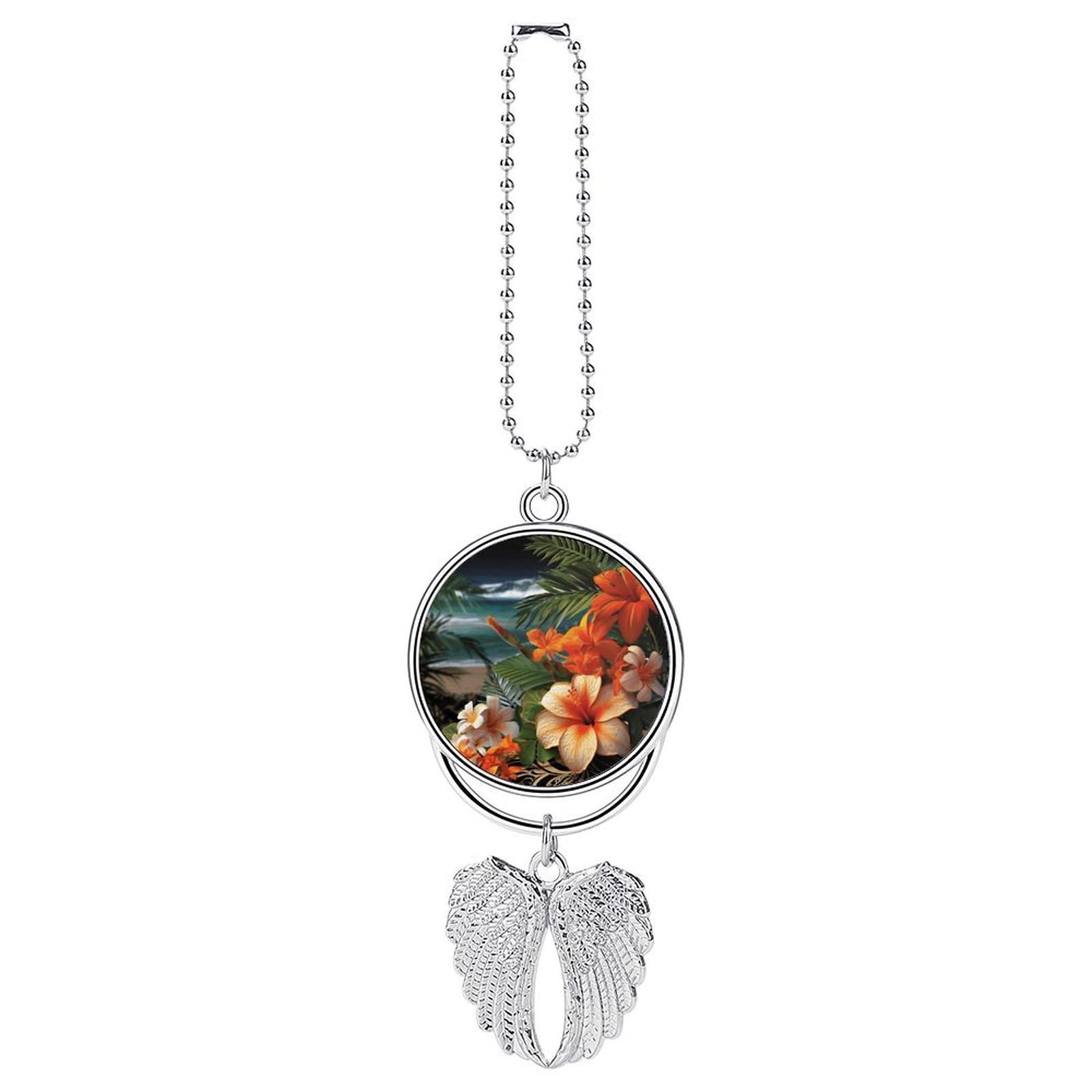 Tropical Flowers and Decorations Car Charm Alloy Car Rear View Mirrors Hanging Ornaments Stylish Car Pendant Funny Auto Hanging Accessories Car Hanging Ornaments Gift for Women Men
