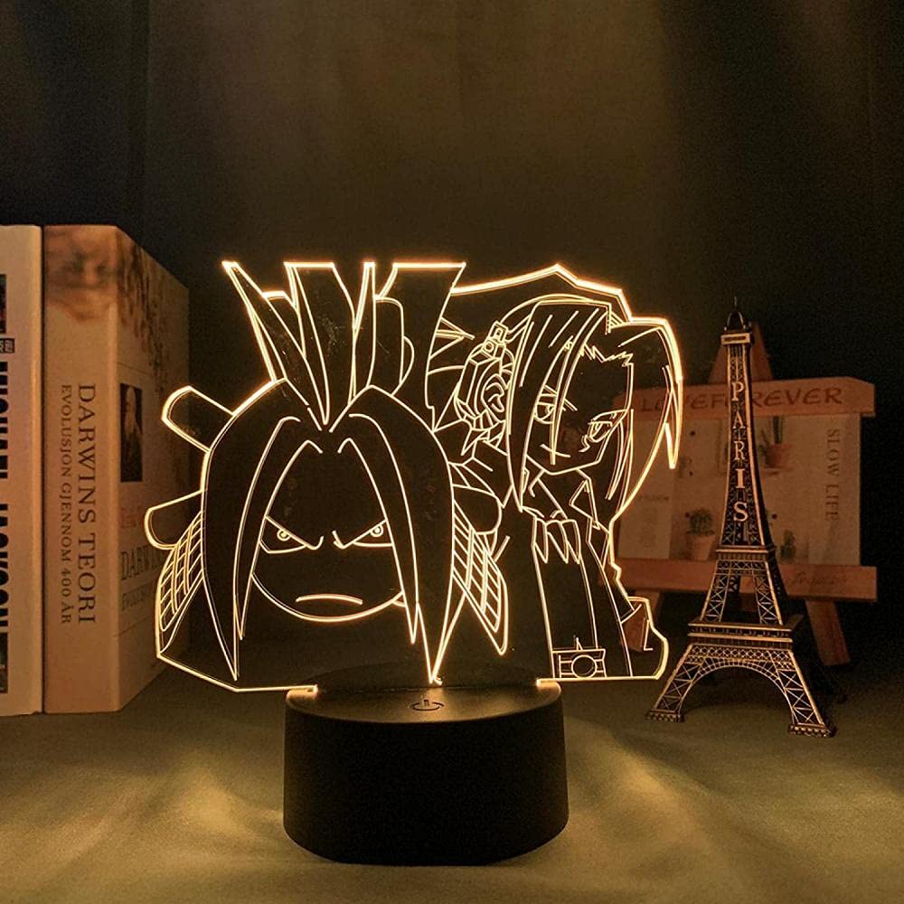 3D Led Night Light Illusion Lamp Usb Anime King Salman Yoh Asakura The Bedroom Decorated Children Birthady Present Cartoon Shaman King-16 colors With Remote Control