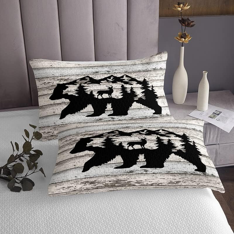 Miniatura 4 de Wildlife - Colcha acolchada para niños y niñas, diseño de oso de granja occidental, para niños y niñas, juego de colcha de caza de ciervos,