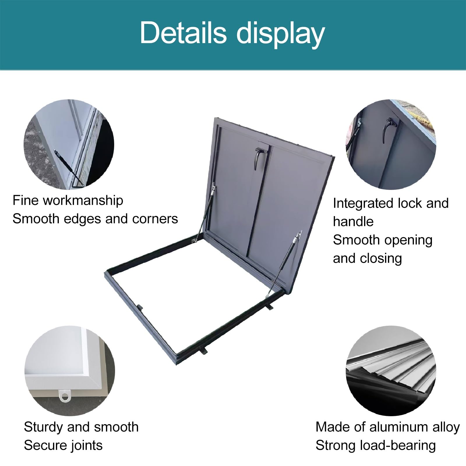 Claraboya Techo Tapa Metálica para Trampilla de Ático con Pestillo, impermeable, antirrobo, tragaluz, trampilla de techo, Tapa de Acceso de Emergencia(White,75 * 75cm/29.5 * 29.5in)