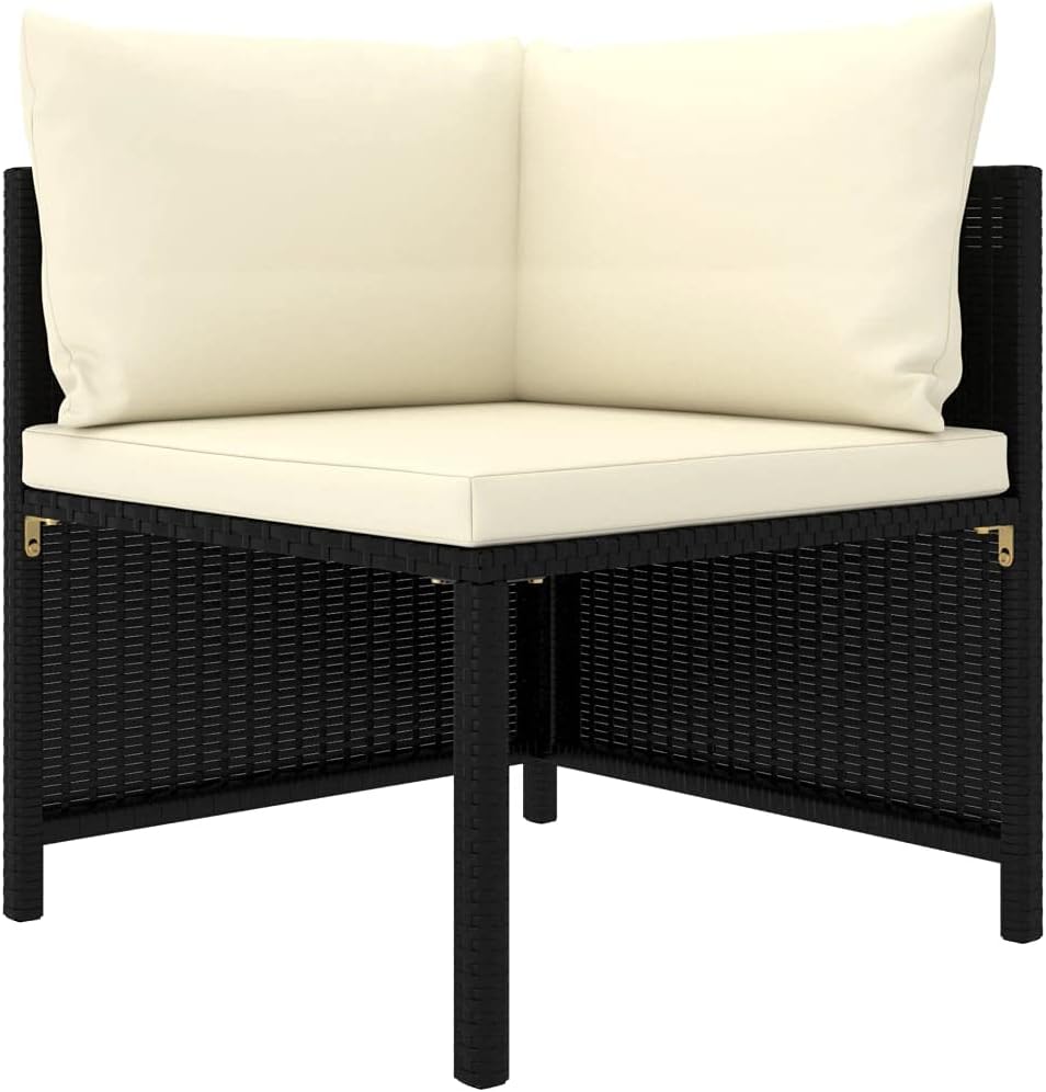 3 Piece Patio Sofa Set with Cushions,Comfy Couch,Outdoor Sofa,Patio Sofa,Outdoor Furniture,for The Patio, Porch, Lawn, Garden or Home Furniture,Black Poly Rattan