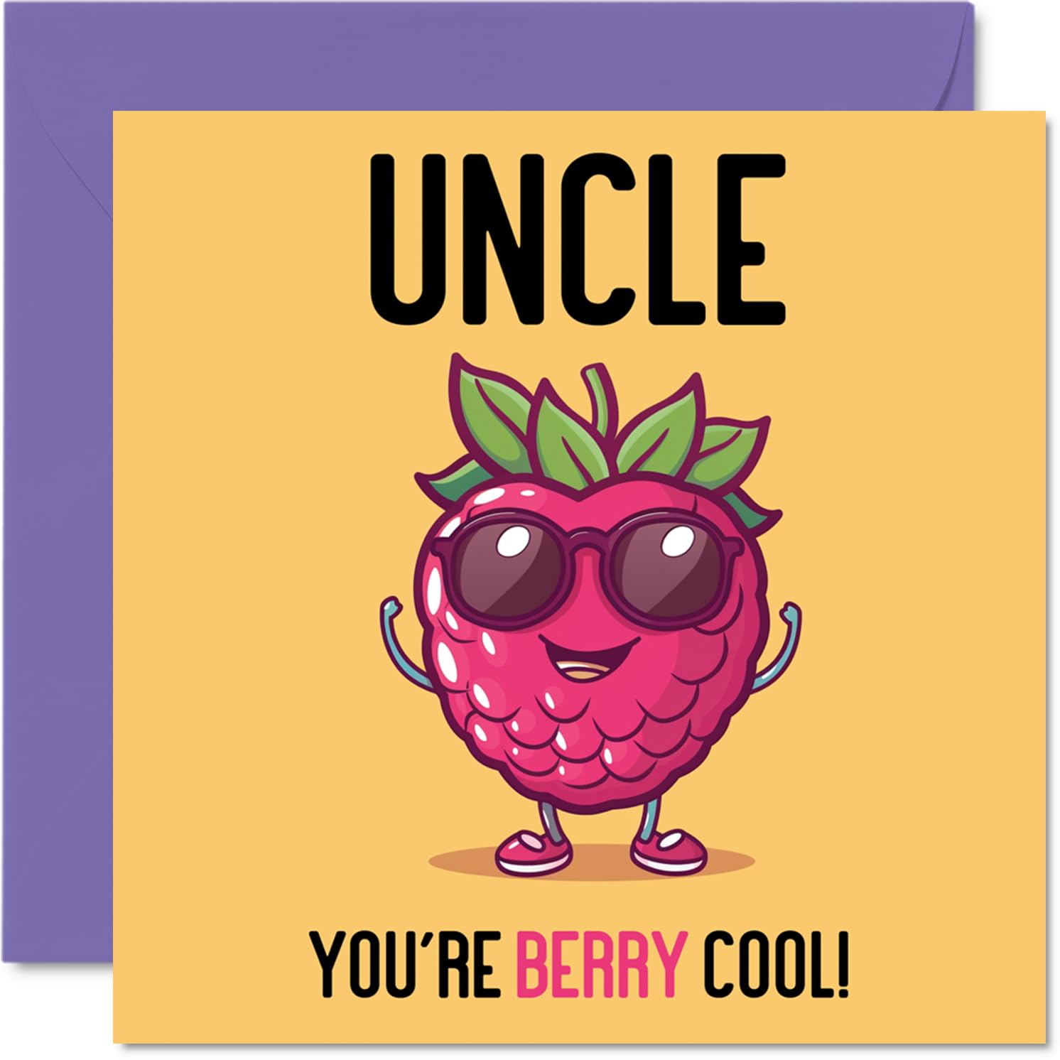 Birthday Cards for Uncle - Berry Cool - Funny Happy Birthday Card for Uncle from Nephew Niece, 145mm Joke Greeting Cards Men Him