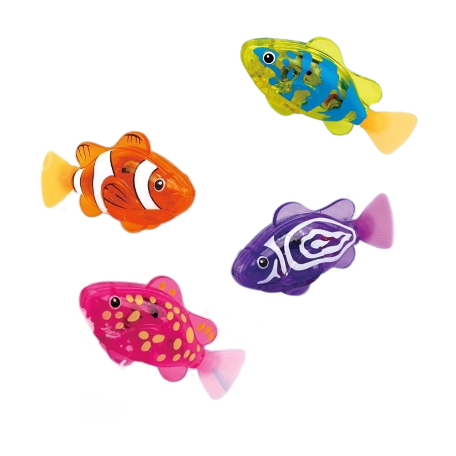 4 Pieces Electronic Light Up Fish Toy Water Activated Sensors Technology for Toddler Bathtub Fun Interactive Water Activated Light Up Toy