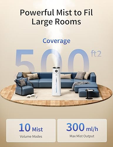 Miniatura 2 de JRD Humidificador de habitación grande de 8 L2.1 galones, niebla fría ultrasónica para dormitorio, humidificador silencioso con control remoto, 10
