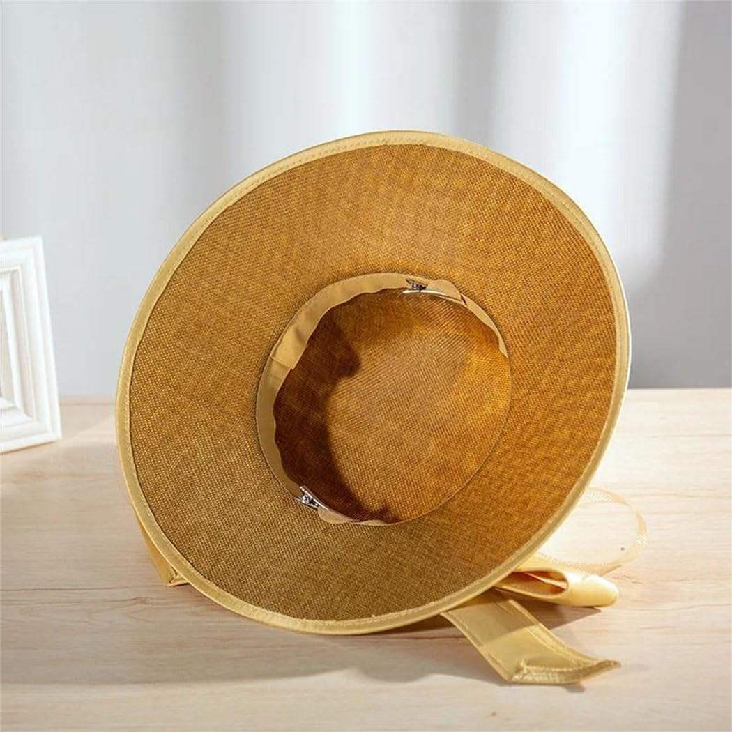Women's Satin Fedora Hat Wide Brim Wedding Party Church Formal Occasion Headwear