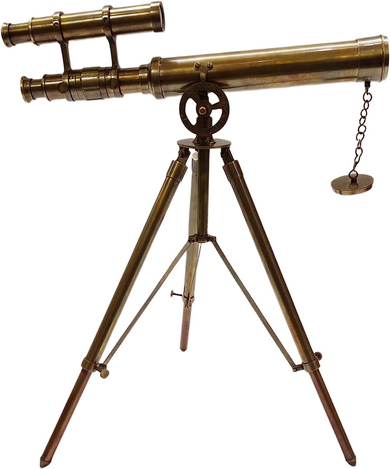 Marine Double Barrel Maritime Antique Brass Collectible Telescope Nautical Brass Tripod Stand Adjustable Tripod Beautiful