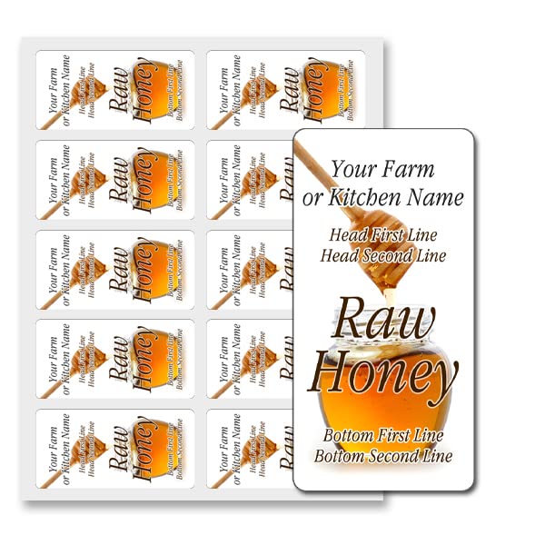 Honey Raw Organic Pure Rectangle Personalized Farm Home Made Product Kitchen Name Mason Jar Labels (Label-18)