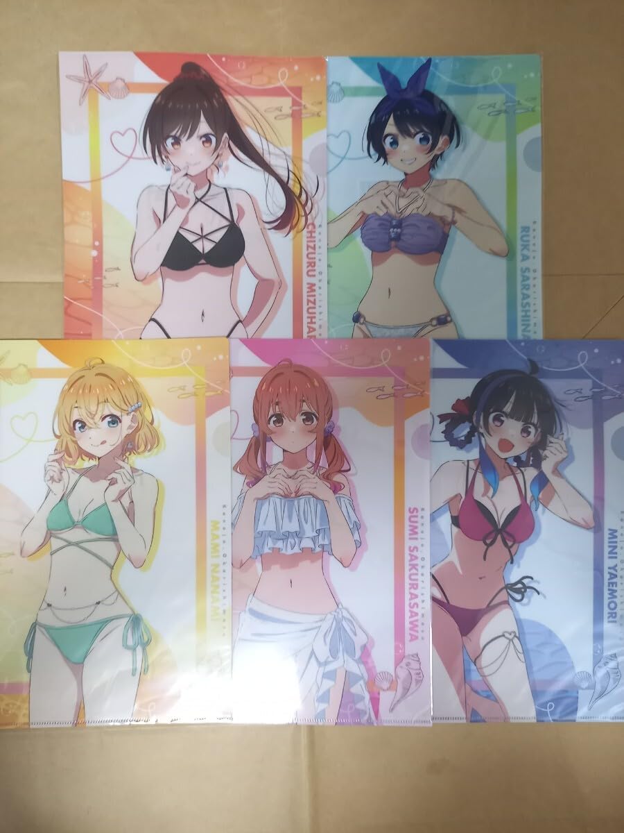 5枚 水着 A4クリアファイル 水原千鶴 更科瑠夏 七海麻美 桜沢墨 八重森みに 彼女、お借りします かのかり ポップアップショップ