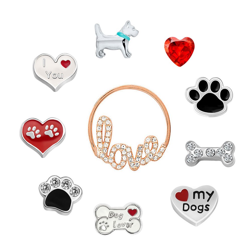 Love My Dogs Floating Charms for Living Memory Locket Pendant Necklace &Bracelet