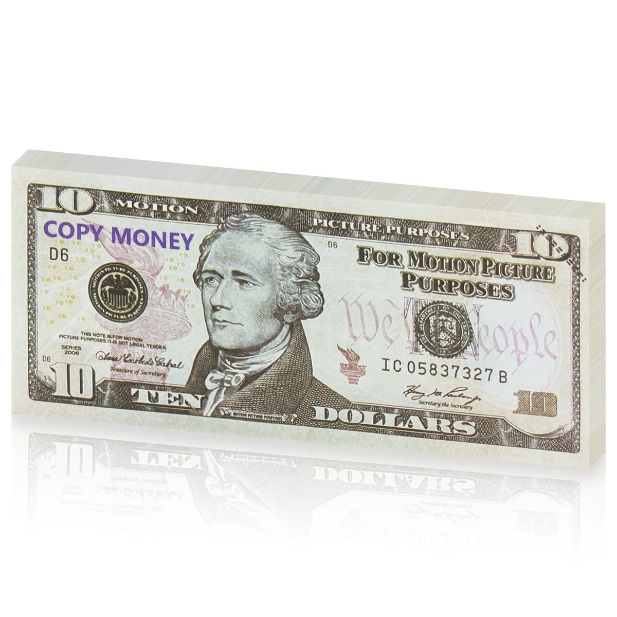 Mecool 100 Pcs Full Print $10 Dollar Bills Fake Money Prop Money Play Money Movie Prop Money for Movie, Videos, Magic, Board Game, Education, Party (5.91*2.56in) โ image 1