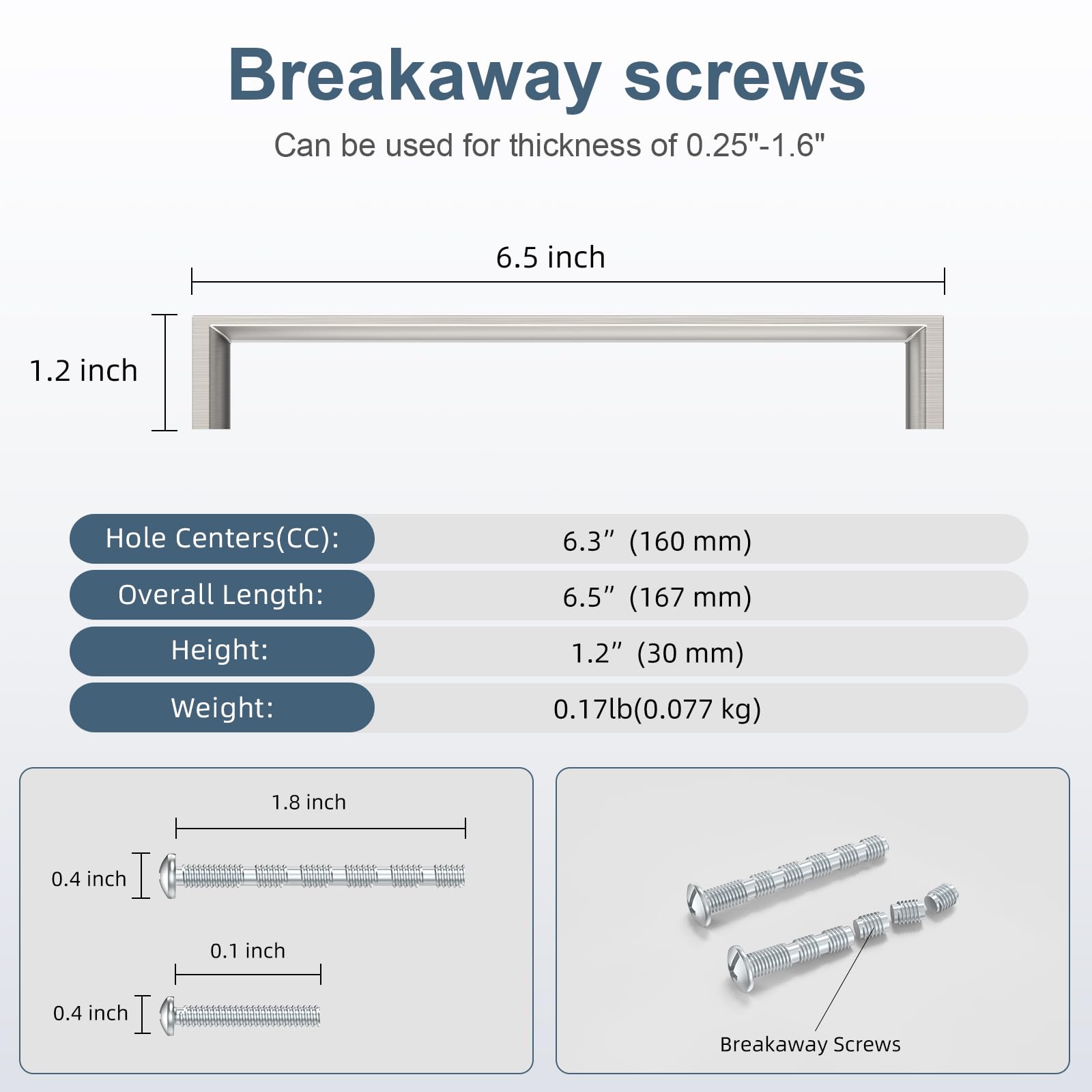 Furniware - Set di 10 maniglie per mobili - Finitura in nichel satinato spazzolato - Distanza tra i fori: 160 mm - Ideali per armadi da cucina, armadietti, cassetti
