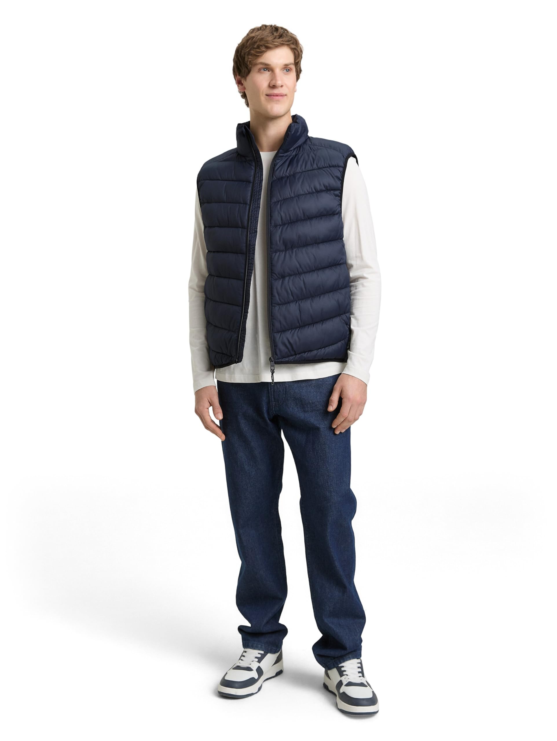 TOM TAILOR Denim Herren Weste mit Stehkragen und Steppung