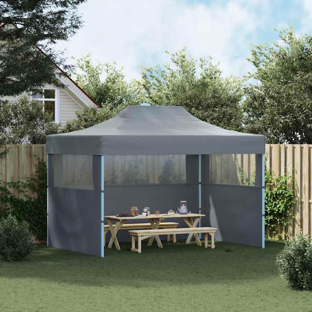 Partyzelt Faltbar 3x4m 3 Seitenwände Garten Pavillon Anthrazit