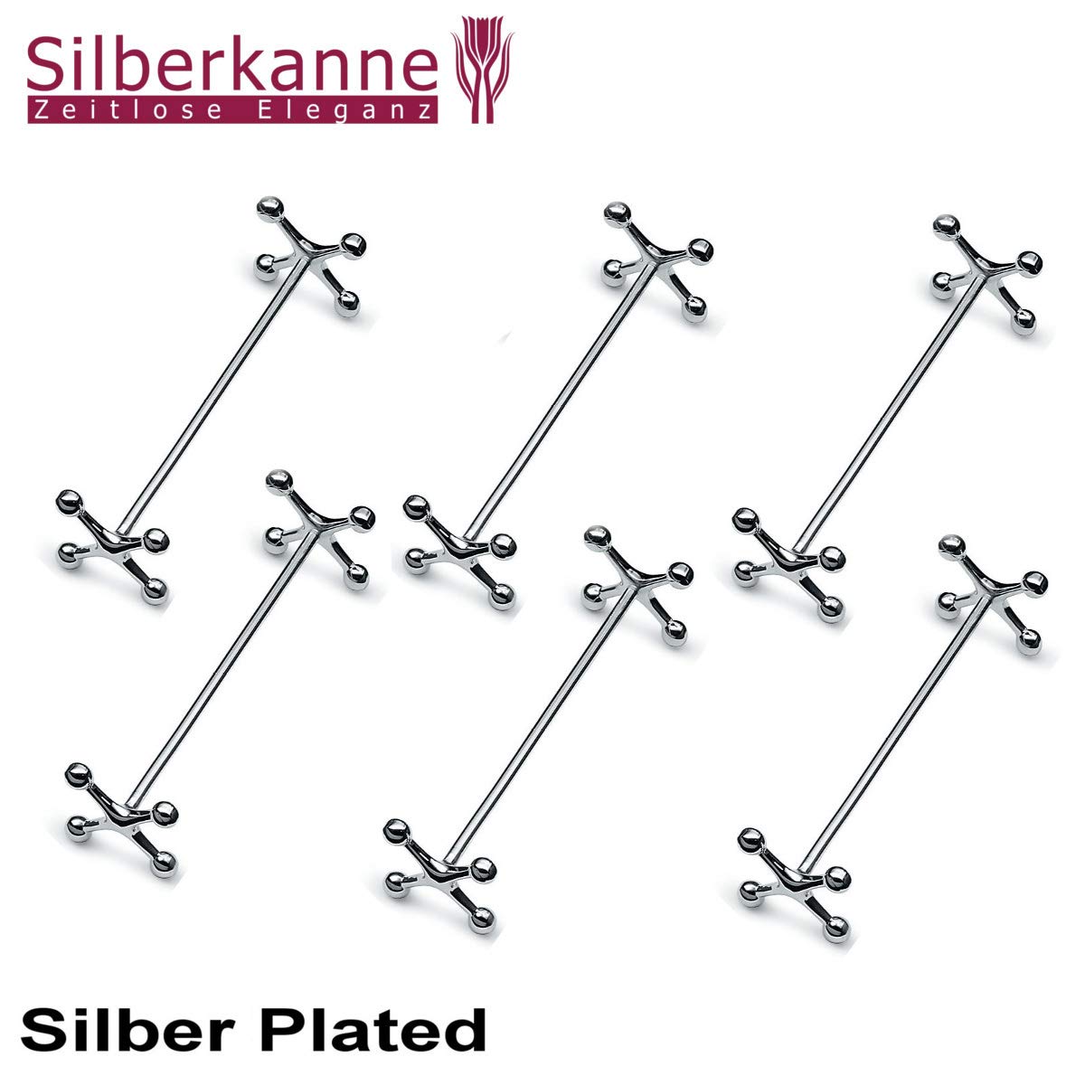 Messerbänke Kreuz (6 Stk.) | L 7 cm | Premium Silber Plated versilbert | Edles Geschenk mit Box