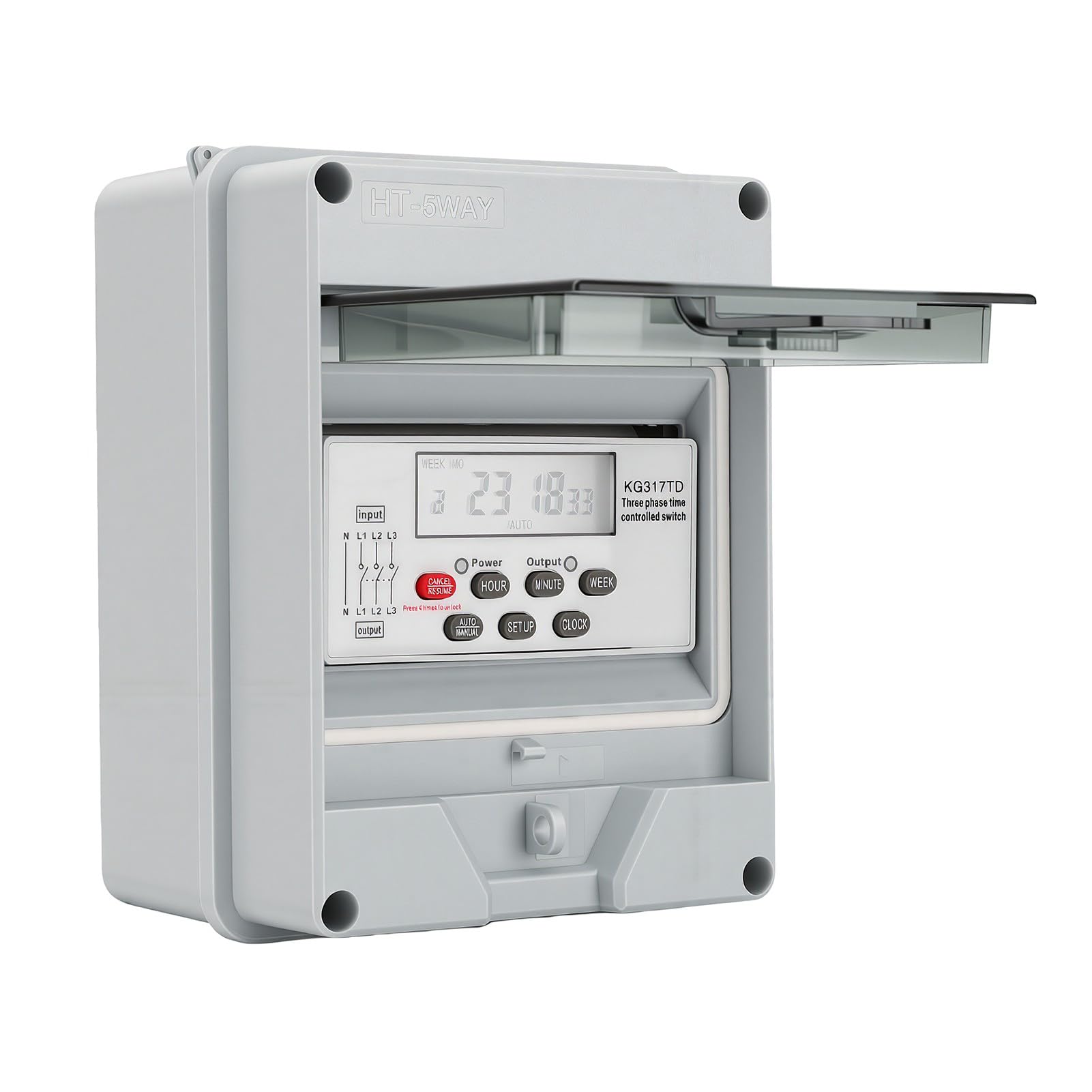 Programmierbare Zeitschaltuhr 24H/7D |3-Phasen-30-A-Digital-Zeitregler für DIN-Schienenmontage für Pumpen, Motoren, Lüfter