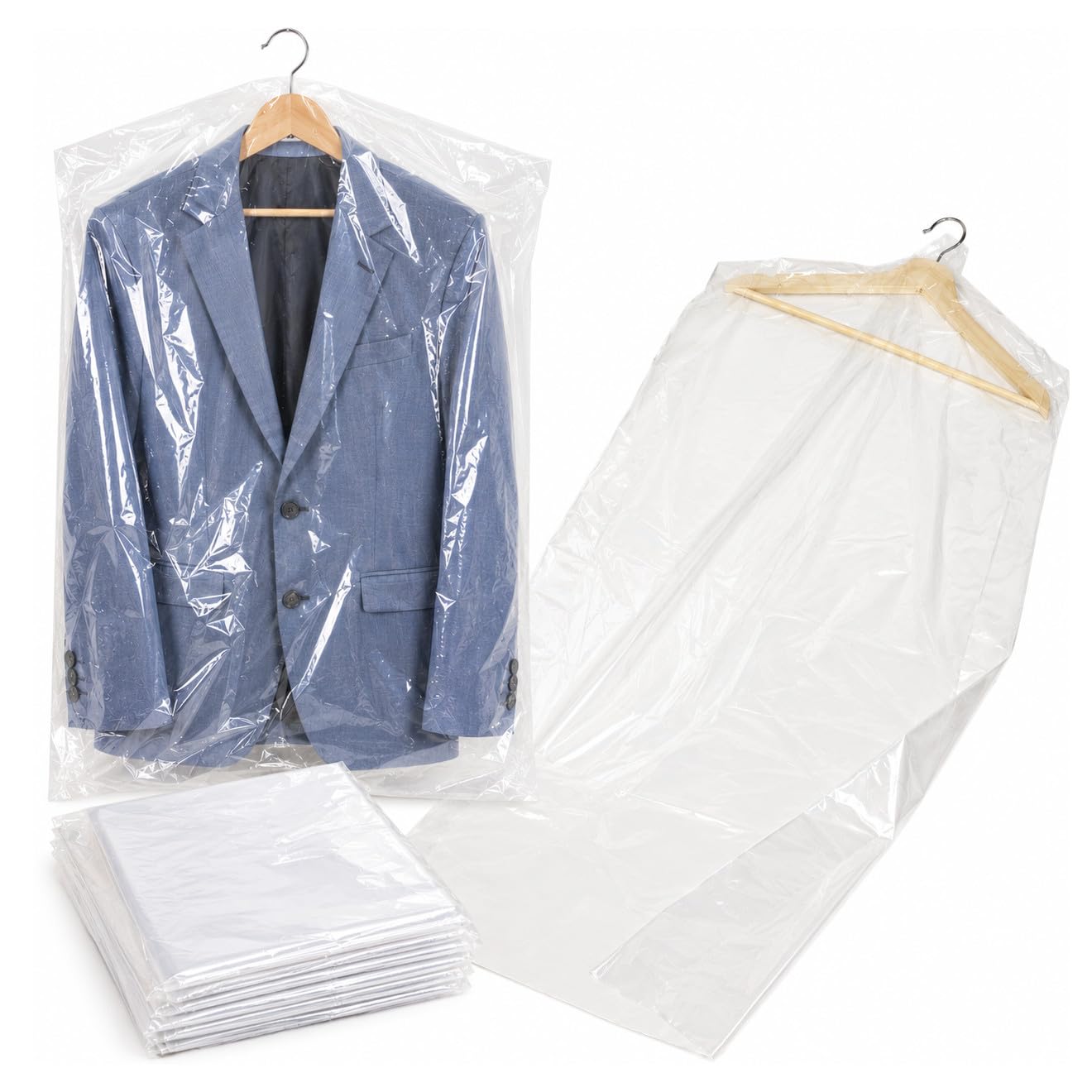 bag it Plastics 100 Plastic Garment Clothes Covers 24" x 48" (609 x 1219mm) โ image 1
