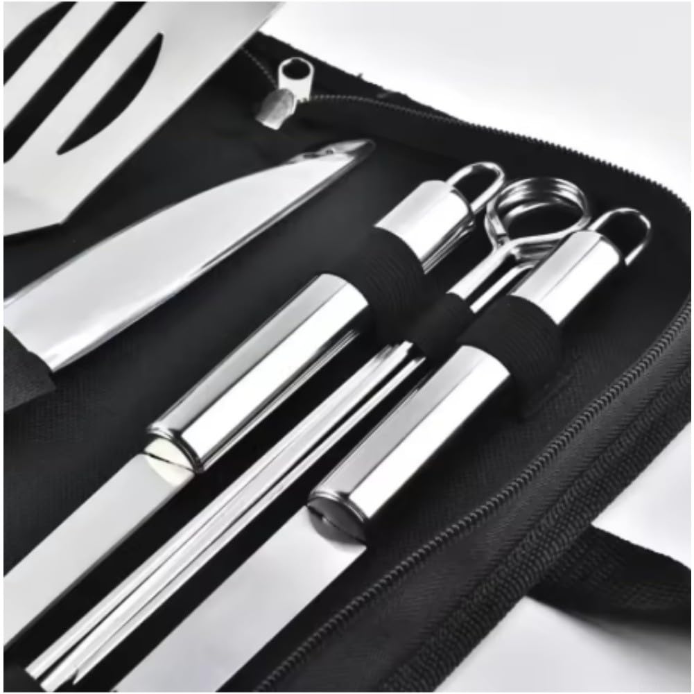 Kit Barbacoa for para acero Inoxidable 9 Piezas con Bolsa Kit Barbacoa