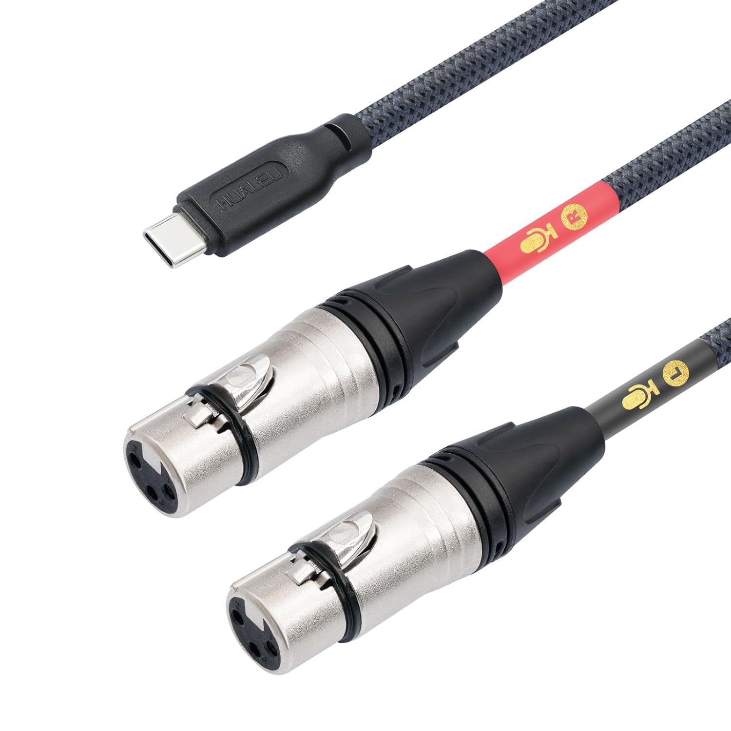 HUALUE 10Ft Dual XLR to USB C Stereo Microphone Cable, Smartphone Recording Cable, Dual Channel Stereo Input for iPhone 15 iPad Dynamic Condenser