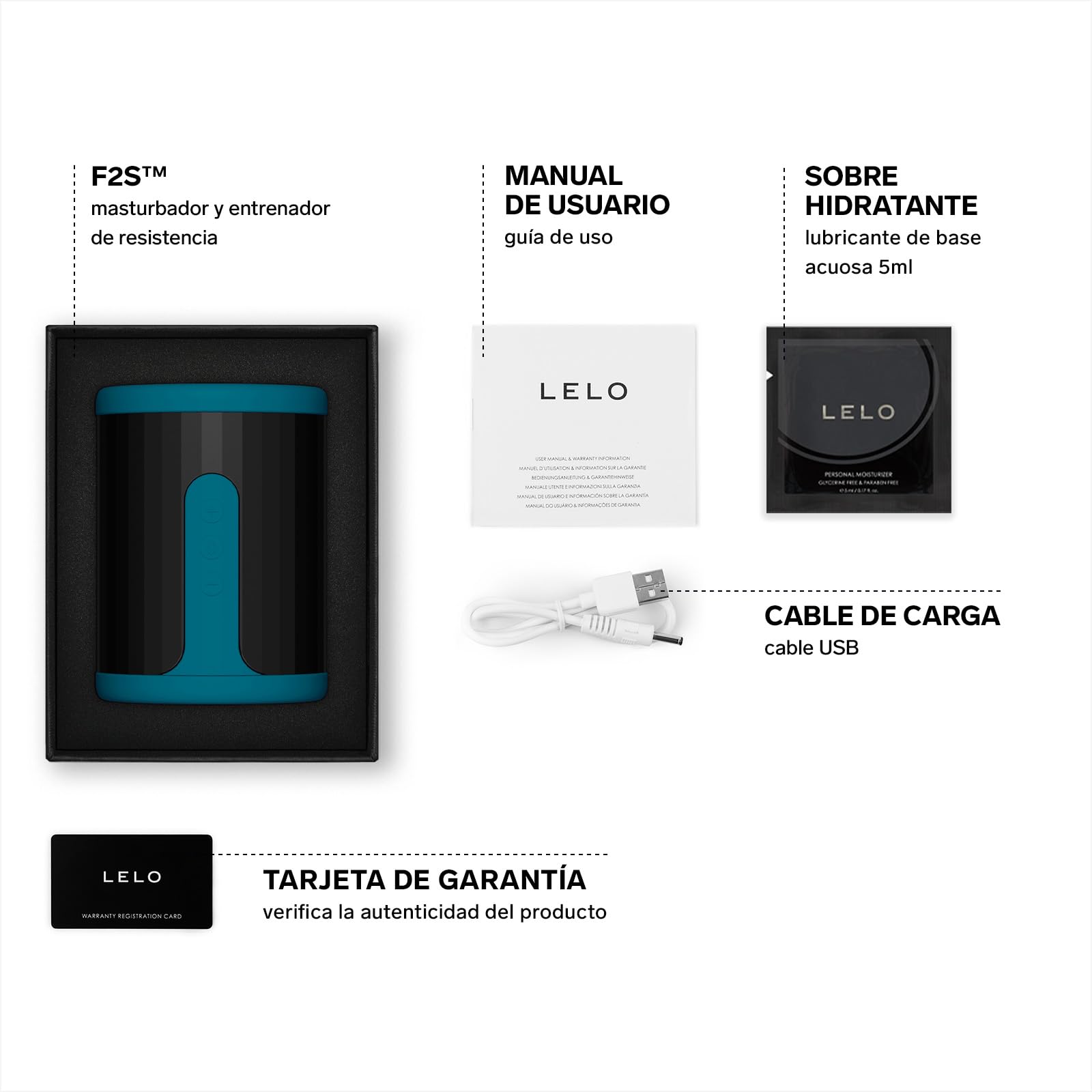 LELO F2S, Masturbador y Entrenador de Resistencia Masculino con Aplicación por Bluetooth, 14 Modos de Placer y un Modo Interactivo con IA, Masturbador Masculino, Juguetes Sexuales (Teal)