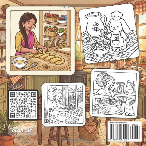Cozy Girl's Vintage Baking Day: Cute Hygge Coloring Book for Adults & Teens | Easy Bold Line Retro Aprons, Rolling Pins, Recipe Cards, Pie Counters & ... Self-Care Gift (Cozy Girl Collection) image 3