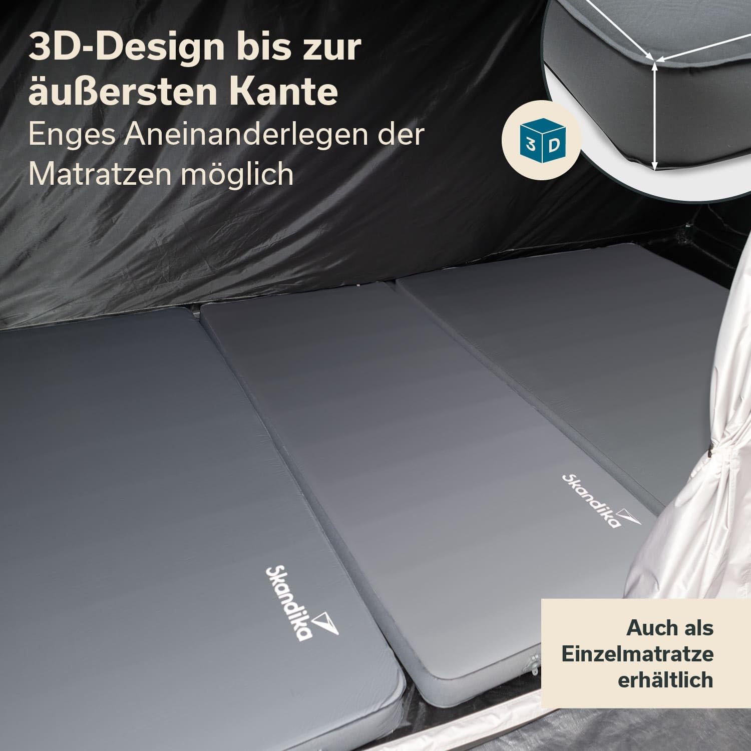 Skandika Matelas Gonflable Easy 3D Premium Flex | Matelas pneumatique pour 1/2 Personnes, avec/sans Pompe USB-C, avec/sans Housse, Max 150/300 kg | Camping, lit pneumatique (Flex Double + Housse)