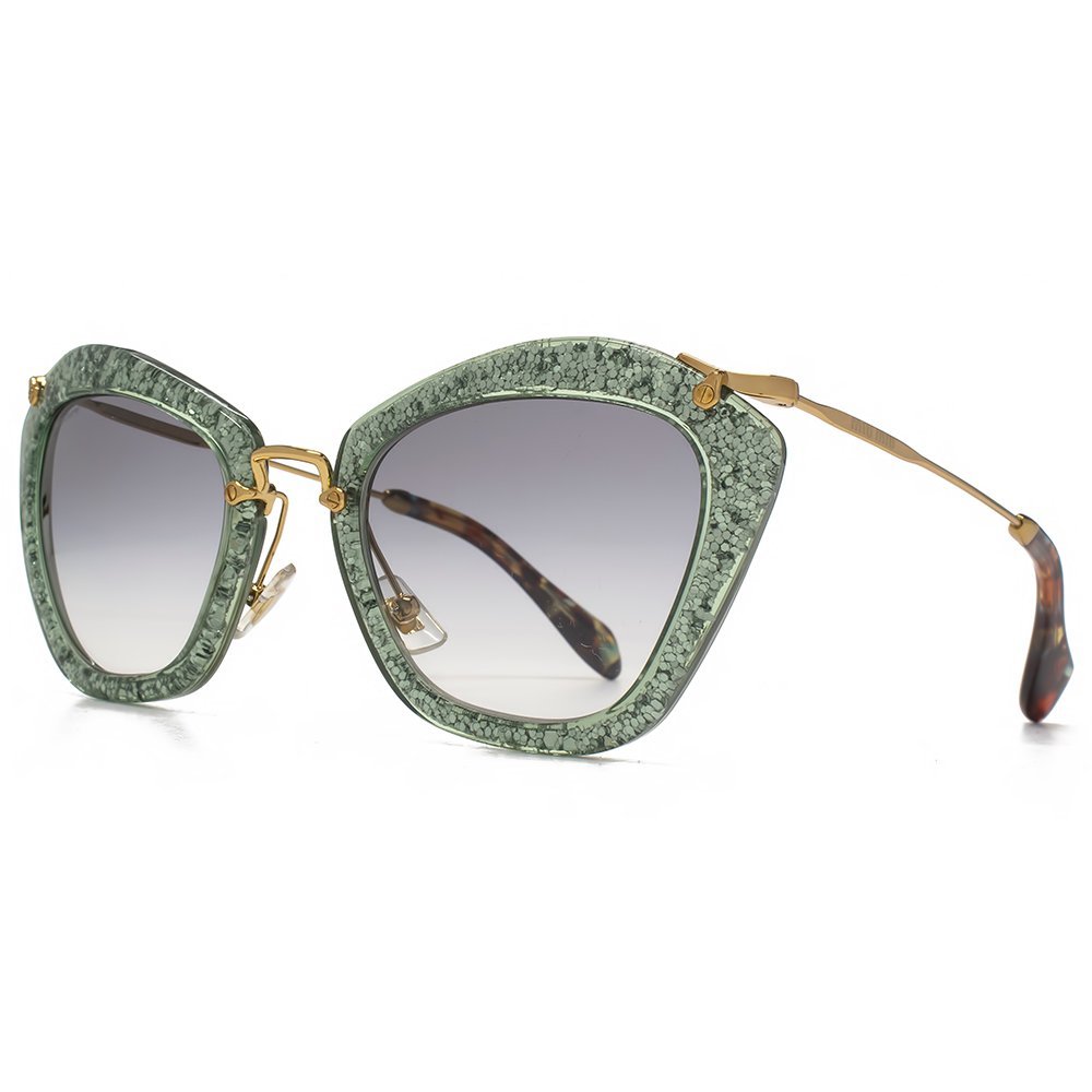 Miu Miu Mu10ns Tka1e0 Green Silver Glitter Noir Cats Eyes