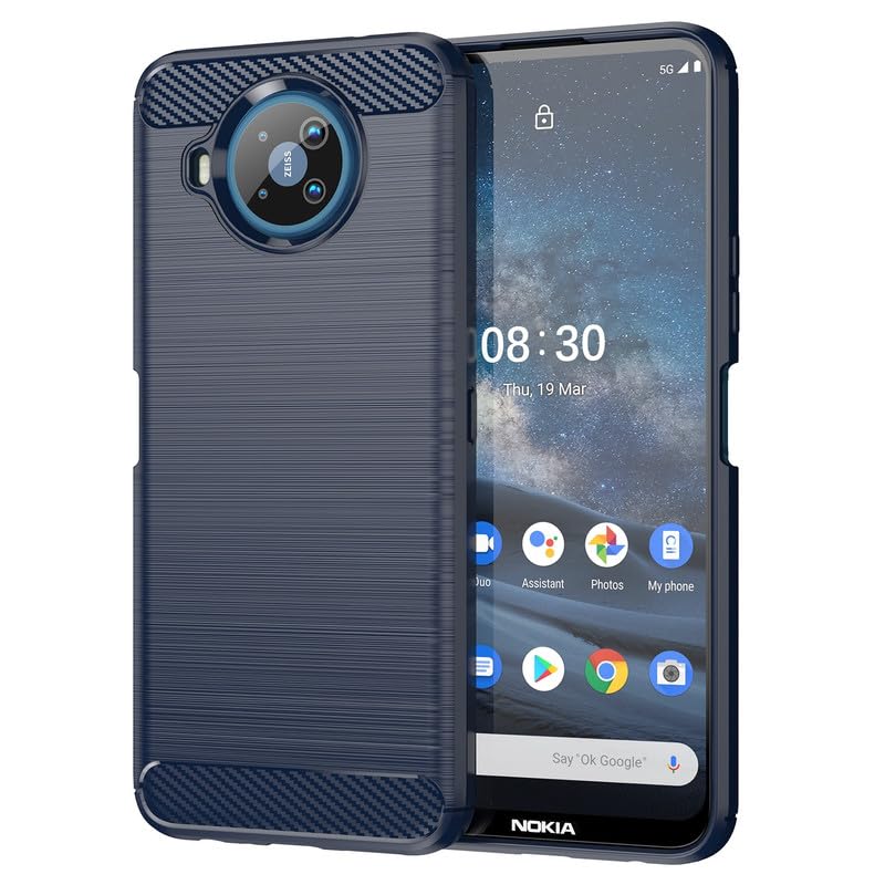 Image of Hybrid Carbon Fiber Back Case for Nokia 8.3 (Blue)