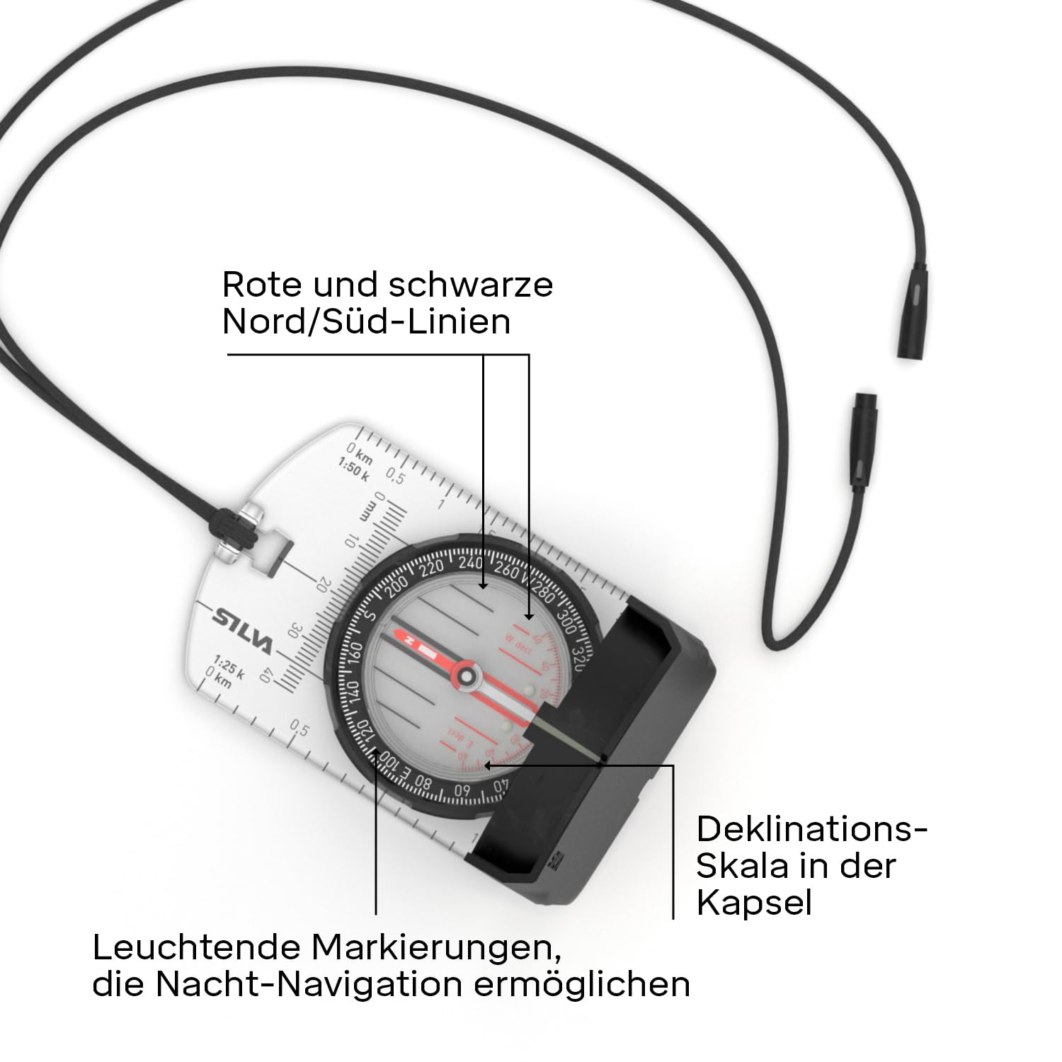 Silva Kompass Outdoor - Spiegelkompass Ranger S Black - Peilkompass für Lange Entfernungen - Marschkompass Drehbarem Kompassgehäuse - Skala 1:25k & 1:50k - Kompass Militär Wanderkompass Sichtkompass